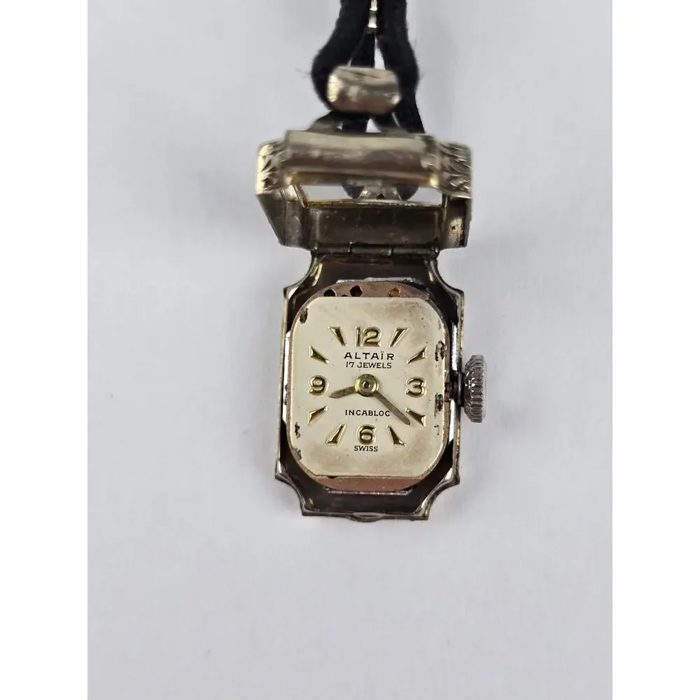 Altair 14k white gold ladies mechanical watch Jos. Boillat 17j Wind-Up Working
